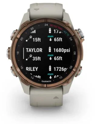 Garmin Descent Mk3i – 43 mm Bronze PVD Titanium with French Gray Silicone Band - Image 5