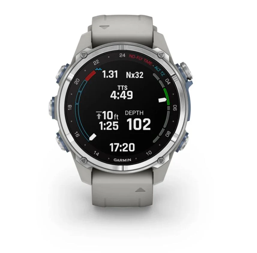 Garmin Descent Mk3 – 43 mm Stainless Steel with Fog Gray Silicone Band - Image 4