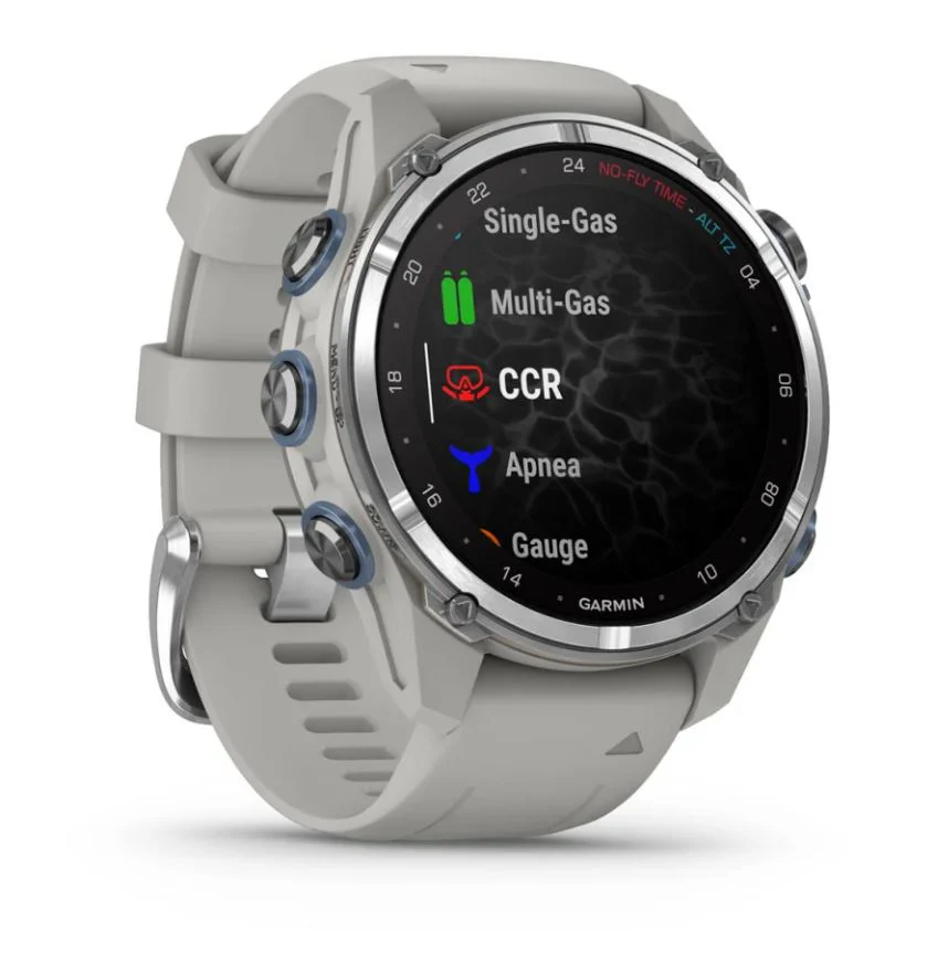 Garmin Descent Mk3 – 43 mm Stainless Steel with Fog Gray Silicone Band - Image 5