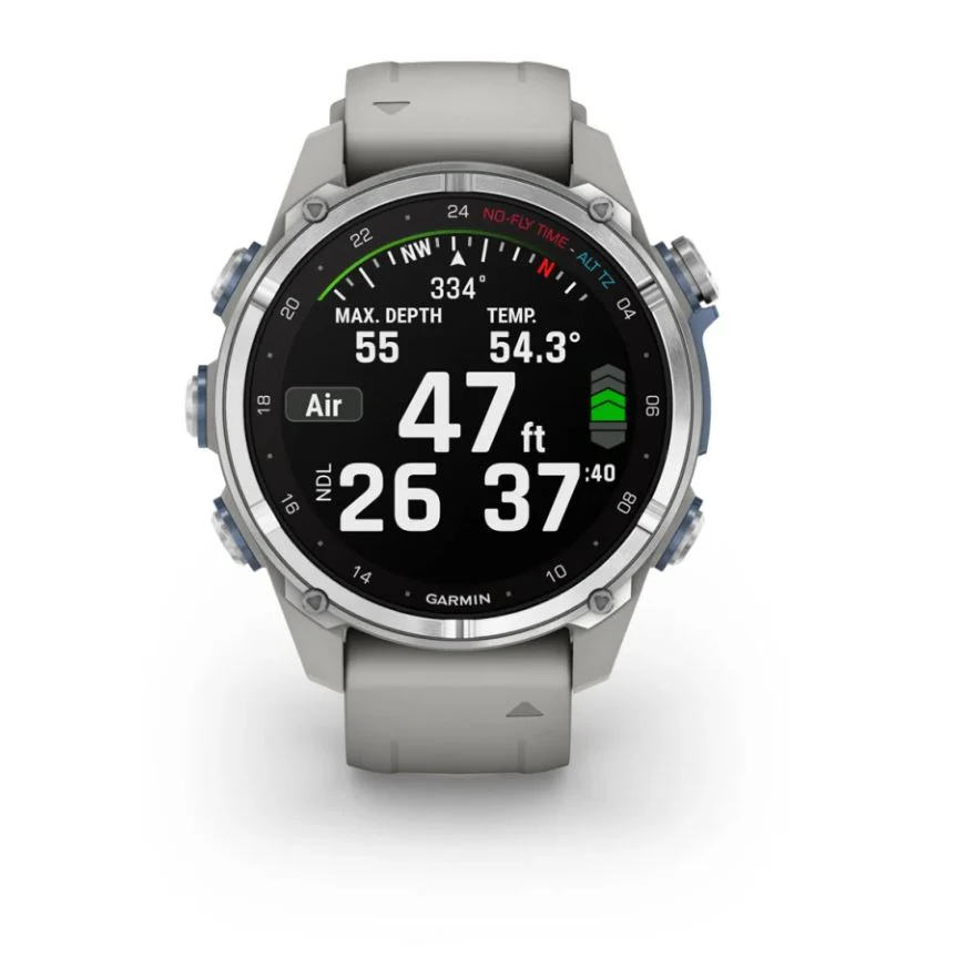 Garmin Descent Mk3 – 43 mm Stainless Steel with Fog Gray Silicone Band - Image 6