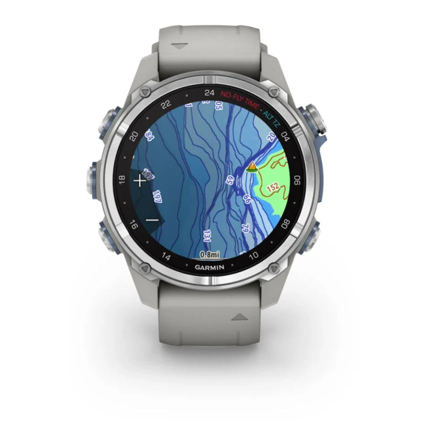Garmin Descent Mk3 – 43 mm Stainless Steel with Fog Gray Silicone Band - Image 7