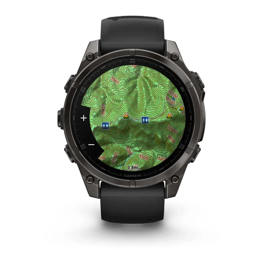 Garmin fēnix® 8 – 47 mm, AMOLED Sapphire, Carbon Gray DLC Titanium with Black/Pebble Gray Silicone Band - Image 4