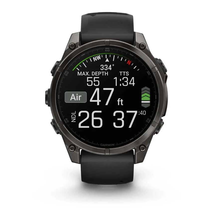 Garmin fēnix® 8 – 47 mm, AMOLED Sapphire, Carbon Gray DLC Titanium with Black/Pebble Gray Silicone Band - Image 6