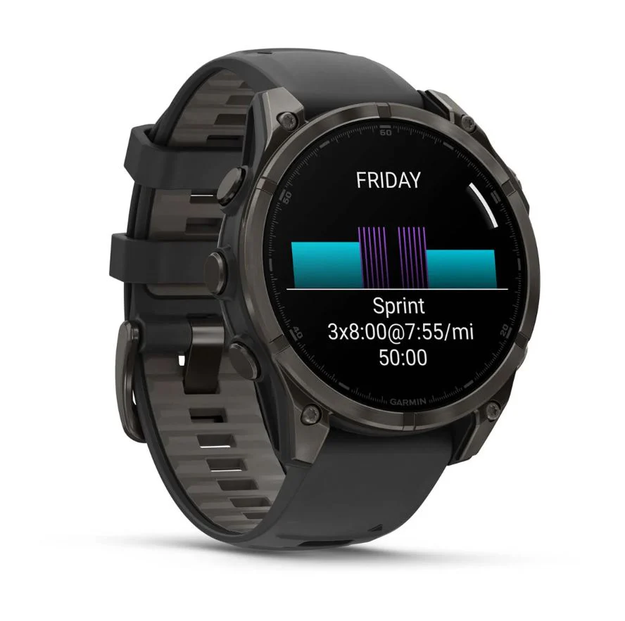 Garmin fēnix® 8 – 47 mm, AMOLED Sapphire, Carbon Gray DLC Titanium with Black/Pebble Gray Silicone Band - Image 7